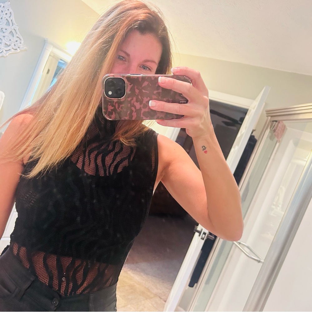 SHEIN black see through bodysuit NWT